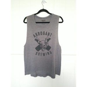 ARROGANT BREWING SLEEVELESS 2-SIDED GRAPHIC LOGO SHIRT Mens XXL Gray